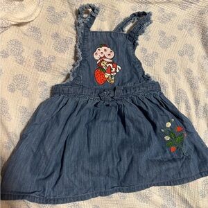 Strawberry shortcake embroidered denim jeans jumper dress size 2T